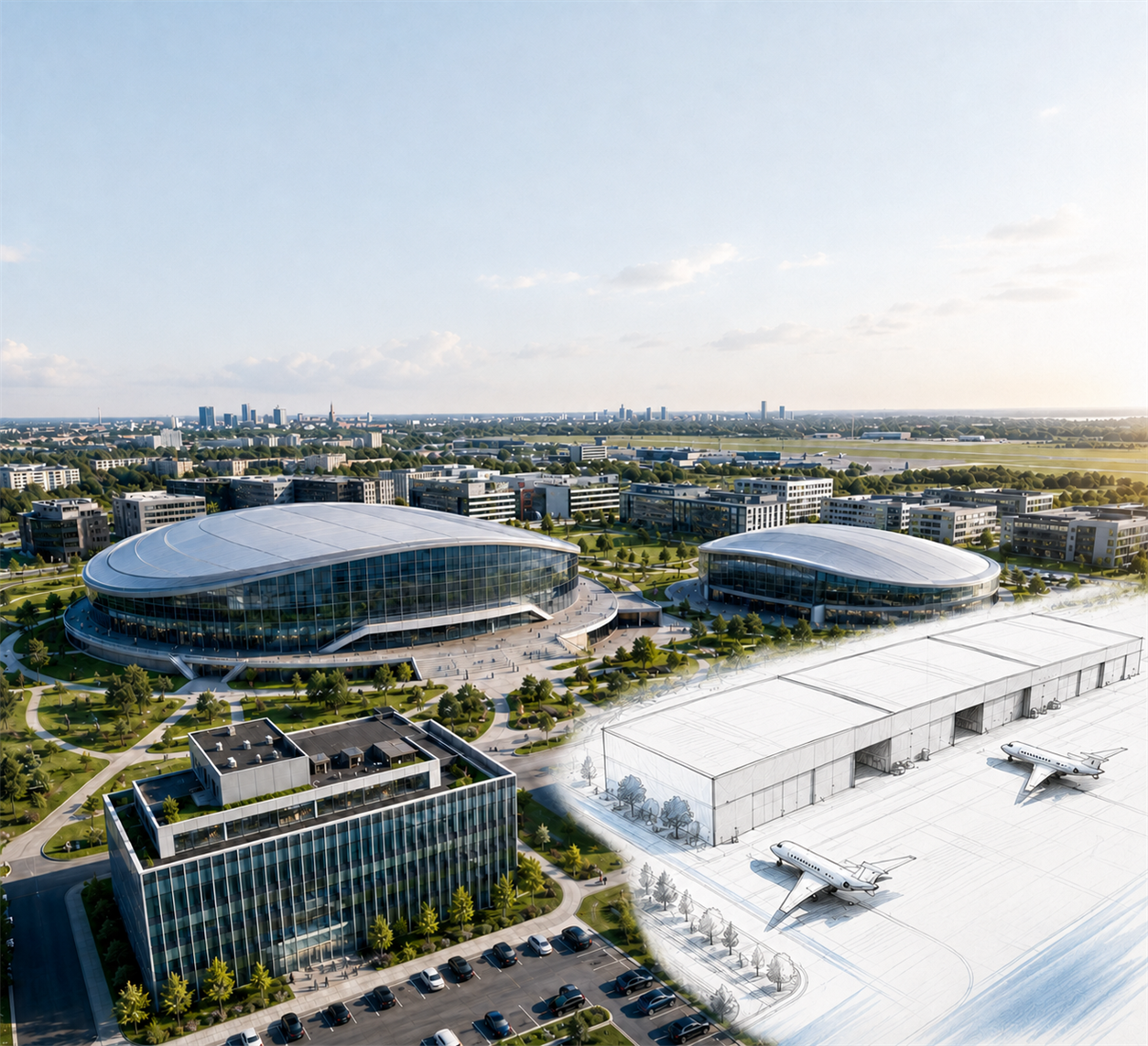 KI-generierte Vision des Estara Campus 2038